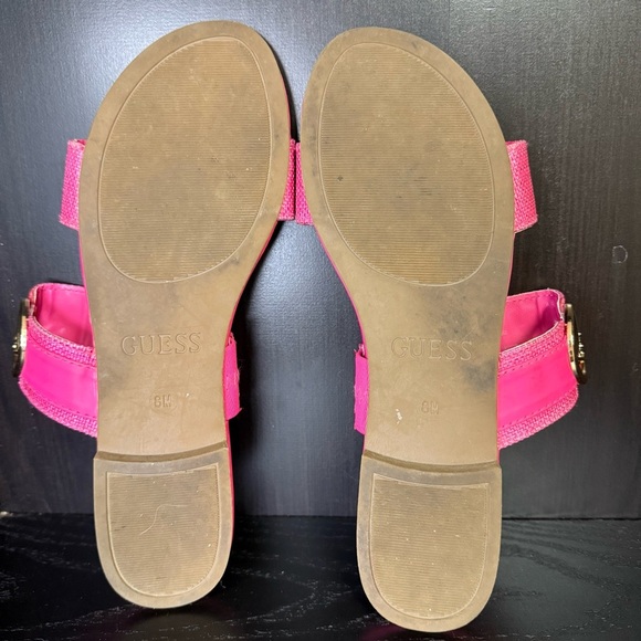 Guess Los Angeles Fuchsia and Gold Logo Flat Sandals - Picture 7 of 7